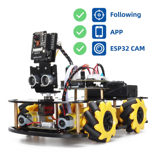 ESP32 Robot Starter Kit with Camera and Code Learning for Arduino Programming - Complete Smart Automation Set for Skill Development