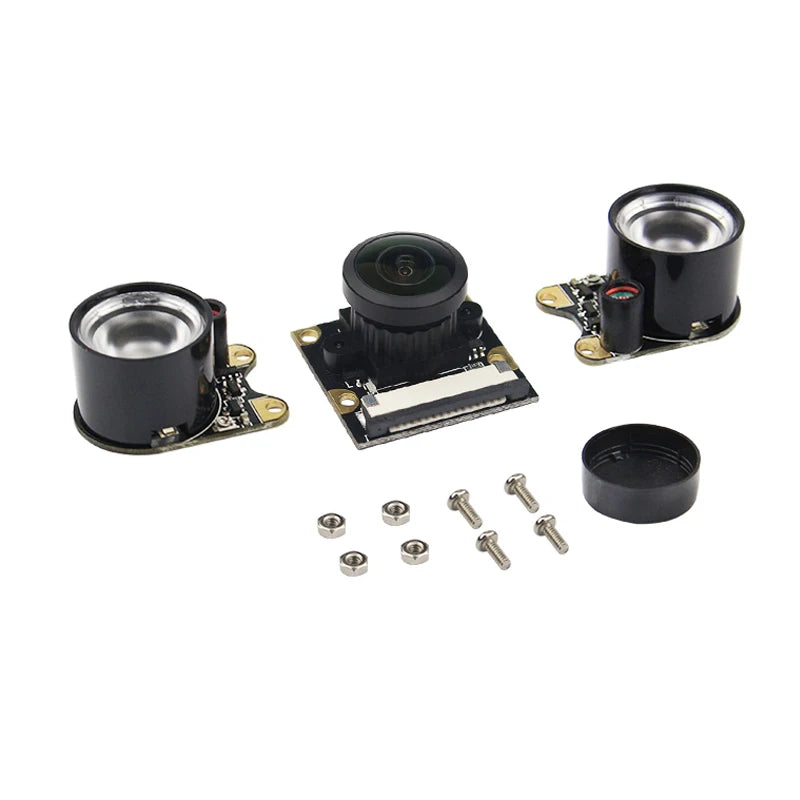 Raspberry Pi 4 Night Vision Camera with 222° Fisheye Lens, 5MP 1080p Module Compatible with Raspberry Pi 3 Model B/B+