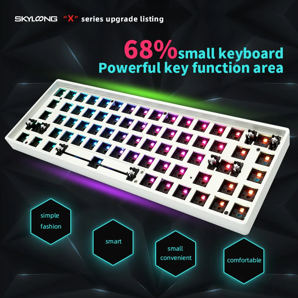 Dual Mode Customizable Mechanical Keyboard Kit – GK68XS Bluetooth 5.0, Hot Swappable, RGB Backlit, USB-C, Wireless & Wired