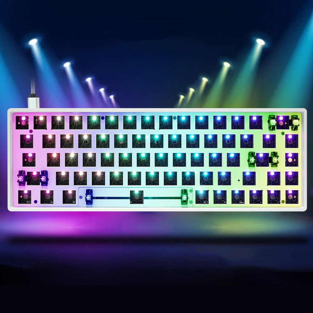 Dual Mode Customizable Mechanical Keyboard Kit – GK68XS Bluetooth 5.0, Hot Swappable, RGB Backlit, USB-C, Wireless & Wired