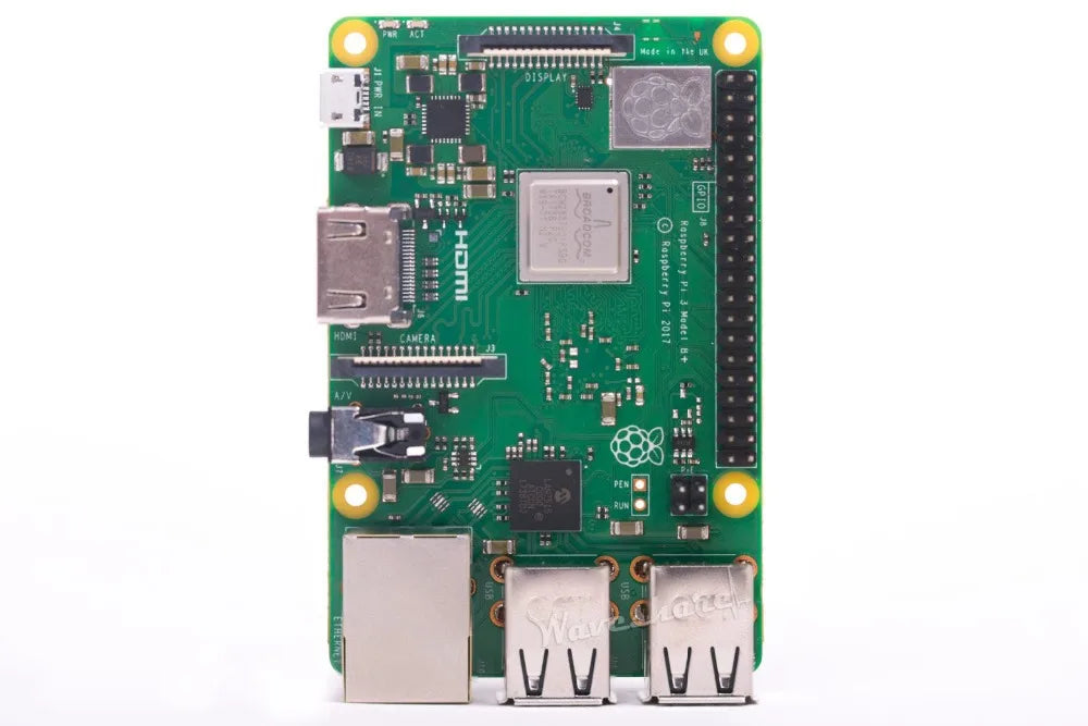 Raspberry Pi 3 Model B+ with 1.4GHz Quad-Core CPU, 1GB LPDDR2 SDRAM, USB 2.0, Bluetooth 4.2, and Dual-Band 802.11ac Wi-Fi