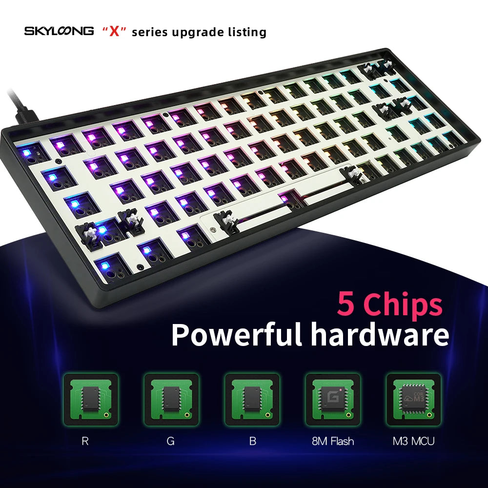Dual Mode Customizable Mechanical Keyboard Kit – GK68XS Bluetooth 5.0, Hot Swappable, RGB Backlit, USB-C, Wireless & Wired