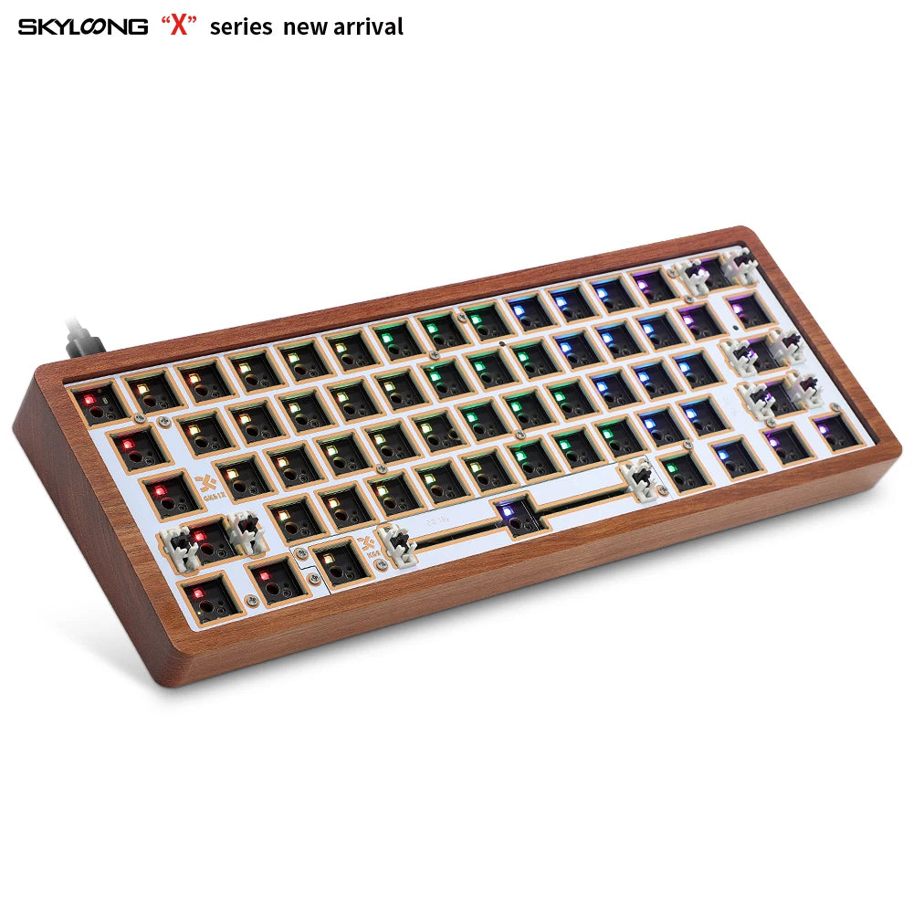 SKYLOONG GK61 GK61X 60% Mechanical Wooden Keyboard Kit Hotswap Keyboard GK61 Upgrade Version  Keyboard Compatible MX Switches
