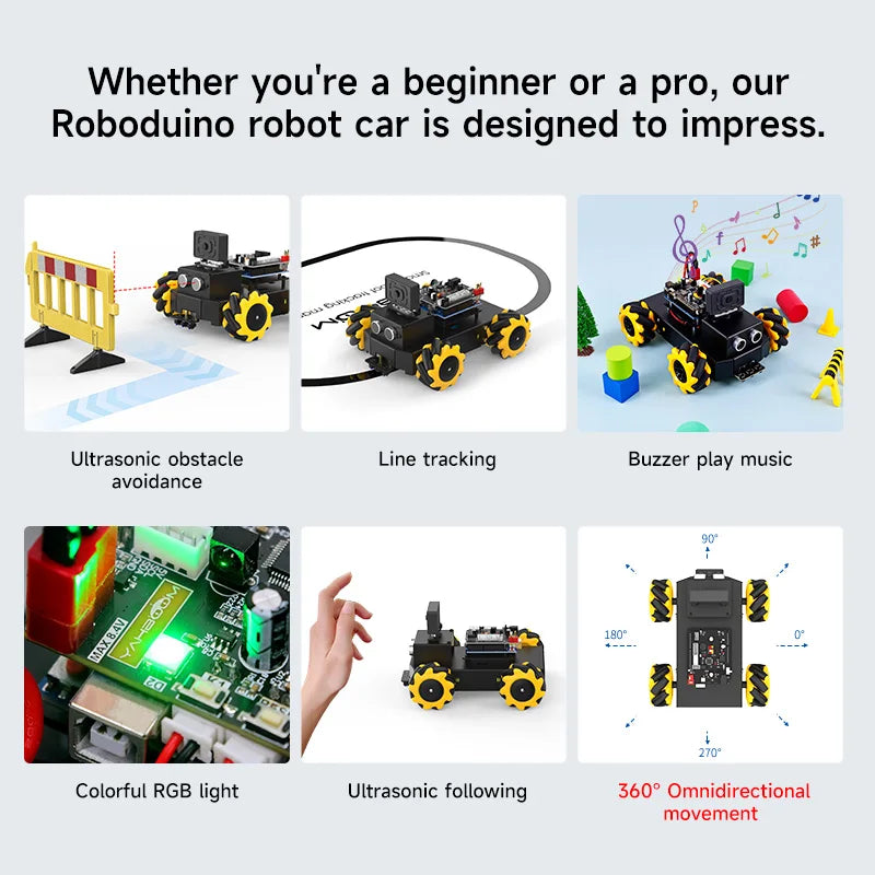 Yahboom Roboduino V2 4WD AI Robot Car Kit with Mecanum Wheels & ESP32 WiFi Camera for Arduino UNO – Ideal STEM Educational DIY Project