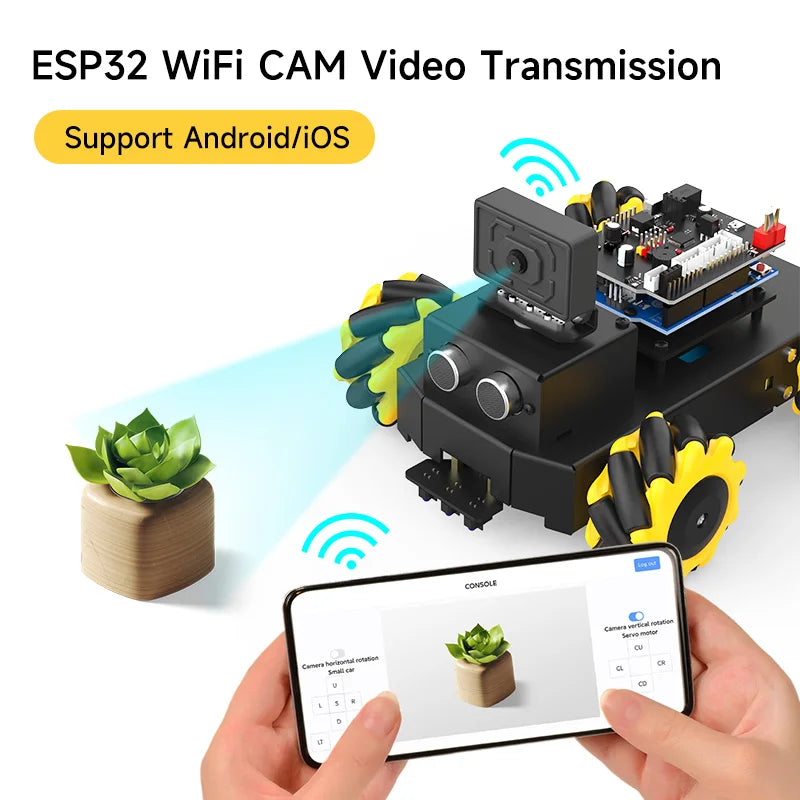 Yahboom Roboduino V2 4WD AI Robot Car Kit with Mecanum Wheels & ESP32 WiFi Camera for Arduino UNO – Ideal STEM Educational DIY Project