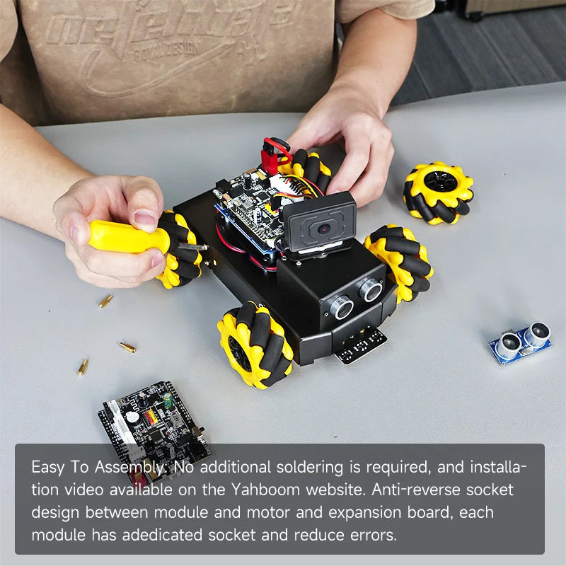 Yahboom Roboduino V2 4WD AI Robot Car Kit with Mecanum Wheels & ESP32 WiFi Camera for Arduino UNO – Ideal STEM Educational DIY Project