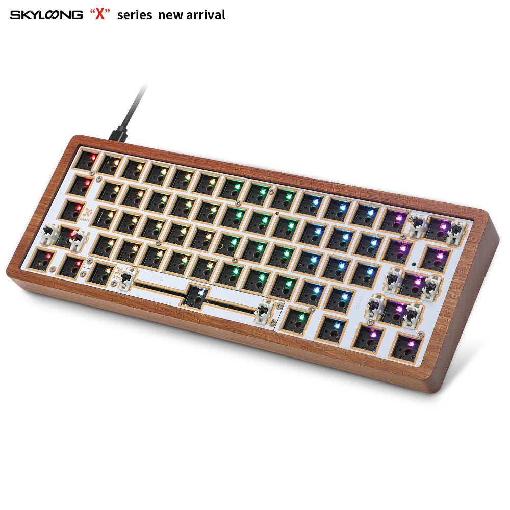 SKYLOONG GK61 GK61X 60% Mechanical Wooden Keyboard Kit Hotswap Keyboard GK61 Upgrade Version  Keyboard Compatible MX Switches