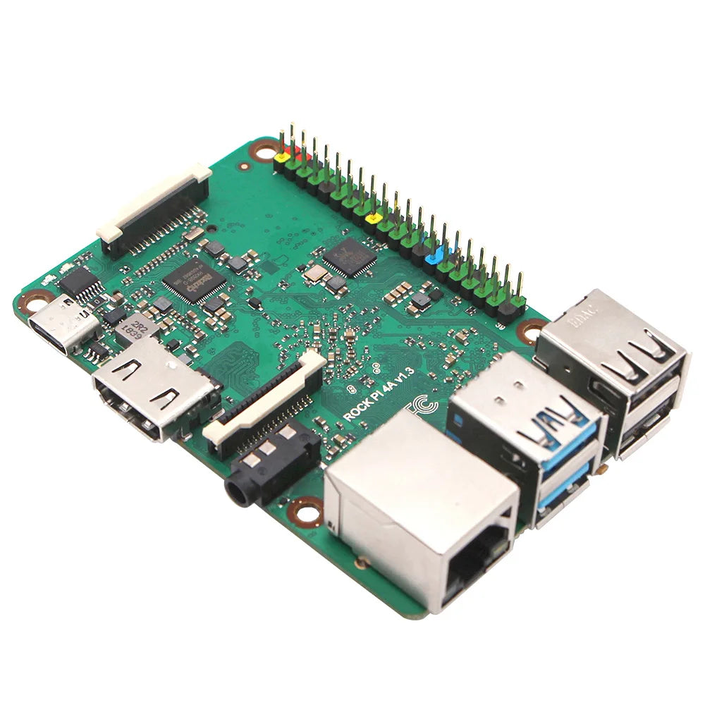 ROCK PI 4A V1.4 - High-Performance Rockchip Single Board Computer, Compatible with Raspberry Pi Displays