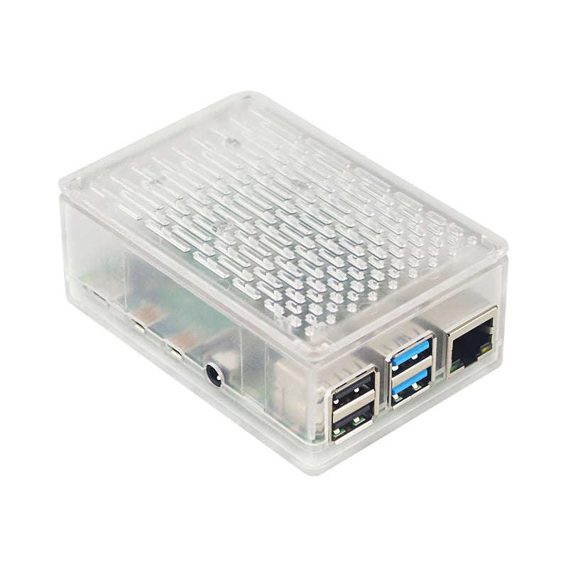 Raspberry Pi 4 Model B ABS Grid Cooling Case with Fan - Black Transparent Plastic Enclosure