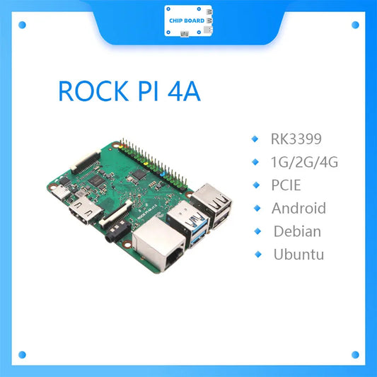 ROCK PI 4A V1.4 - High-Performance Rockchip Single Board Computer, Compatible with Raspberry Pi Displays