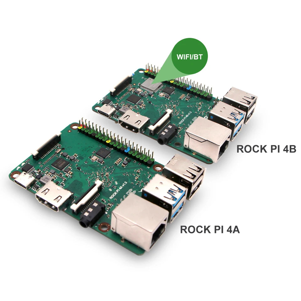 ROCK PI 4A V1.4 - High-Performance Rockchip Single Board Computer, Compatible with Raspberry Pi Displays
