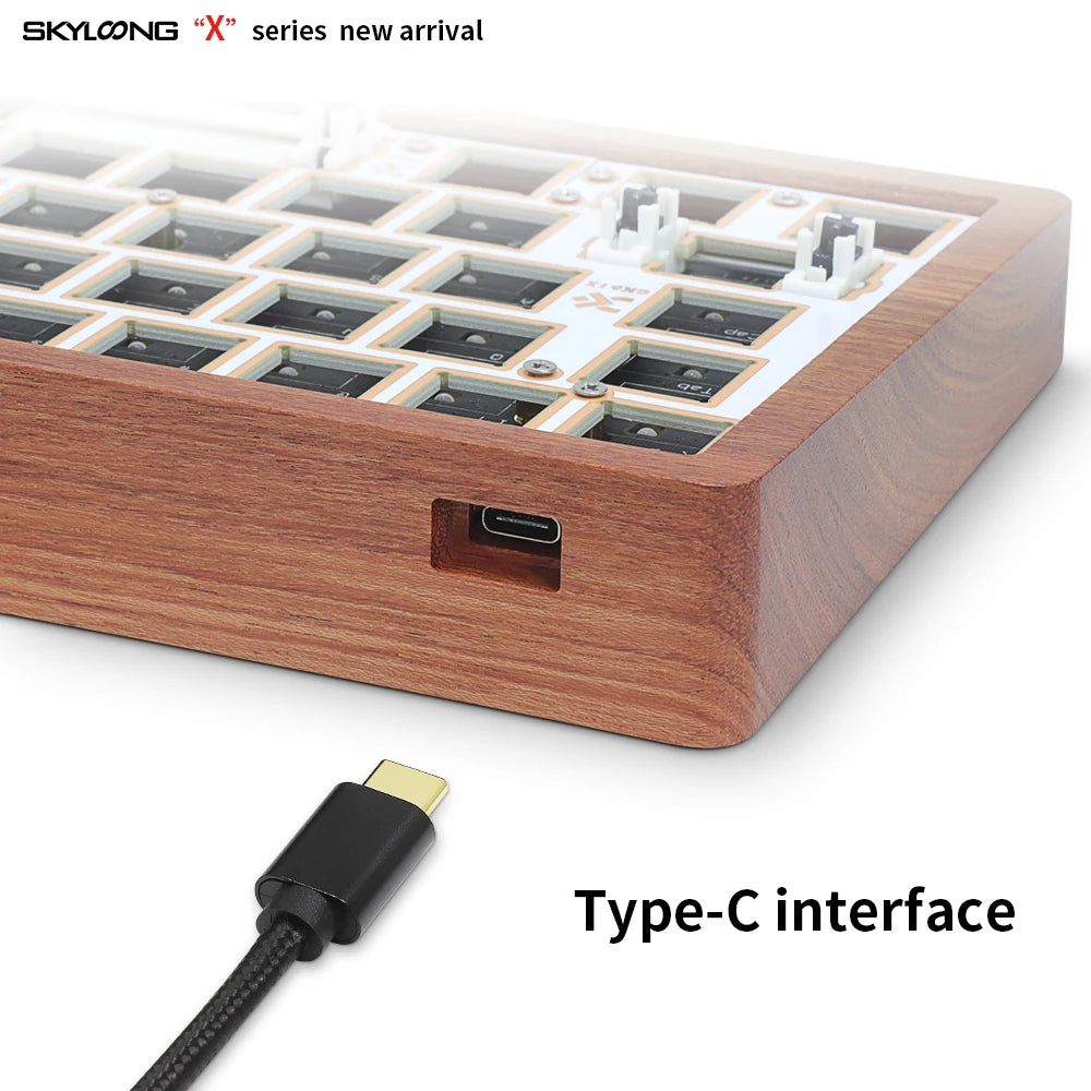 SKYLOONG GK61 GK61X 60% Mechanical Wooden Keyboard Kit Hotswap Keyboard GK61 Upgrade Version  Keyboard Compatible MX Switches