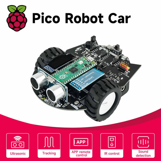 Raspberry Pi Pico Programmable Robot Car Kit - Supports MicroPython Programming for DIY Electronics and Student Projects