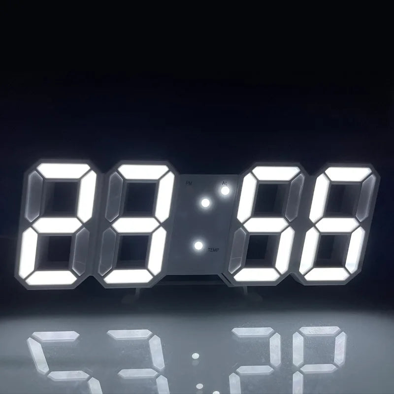 3D LED Digital Luminous Wall Clock with Multifunctional Display and Creative USB Design