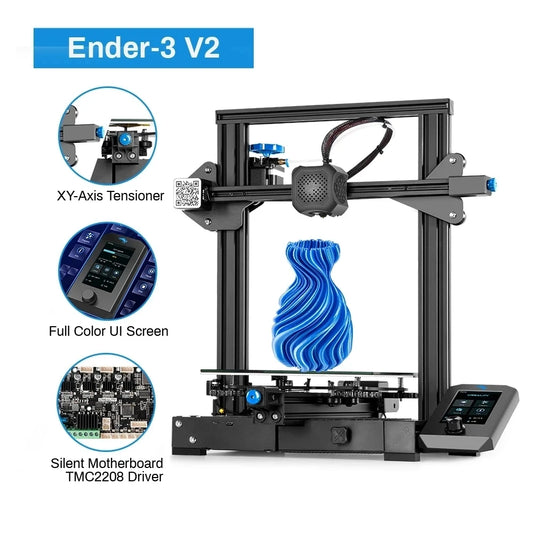 Creality Ender-3 V2 Silent Mainboard 3D Printer Kit – Advanced FDM Printing with Smart Filament Sensor and Easy Assembly