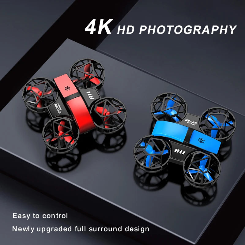 Mini Drone 811 with 4K HD Aerial Camera, WiFi FPV, and Full Shield Protection - RC Helicopter Toy for Kids