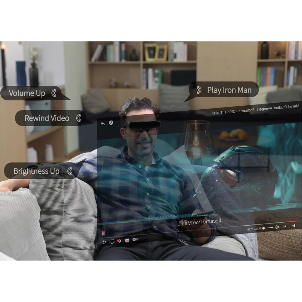 Rokid Air AR Glasses – Myopia-Friendly, 1080P OLED Dual Display with 120" Virtual Screen, 43° FoV, 55PPD
