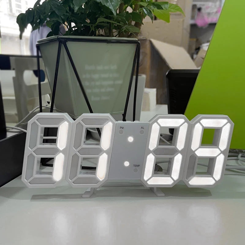 3D LED Digital Luminous Wall Clock with Multifunctional Display and Creative USB Design