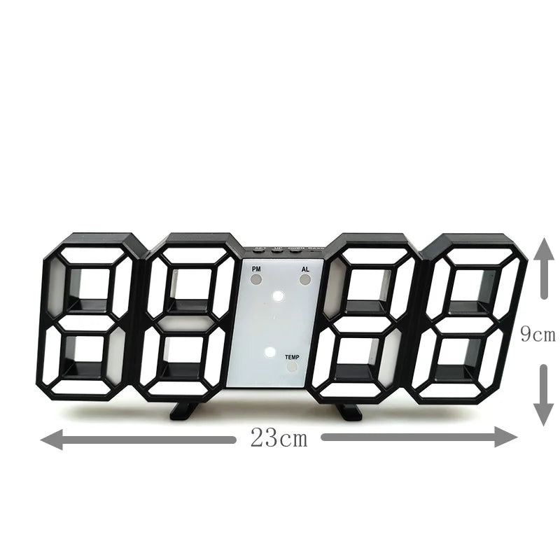 3D LED Digital Luminous Wall Clock with Multifunctional Display and Creative USB Design