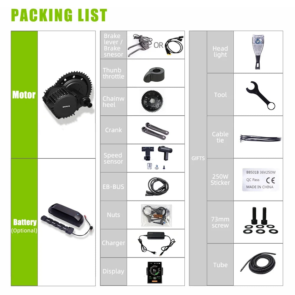 Bafang Mid Drive Motor Kits 1000W 750W 500W 250W Electric Bike Conversion Engine Kits Powerful BBSHD BBS02B BBS01B for E-Bike