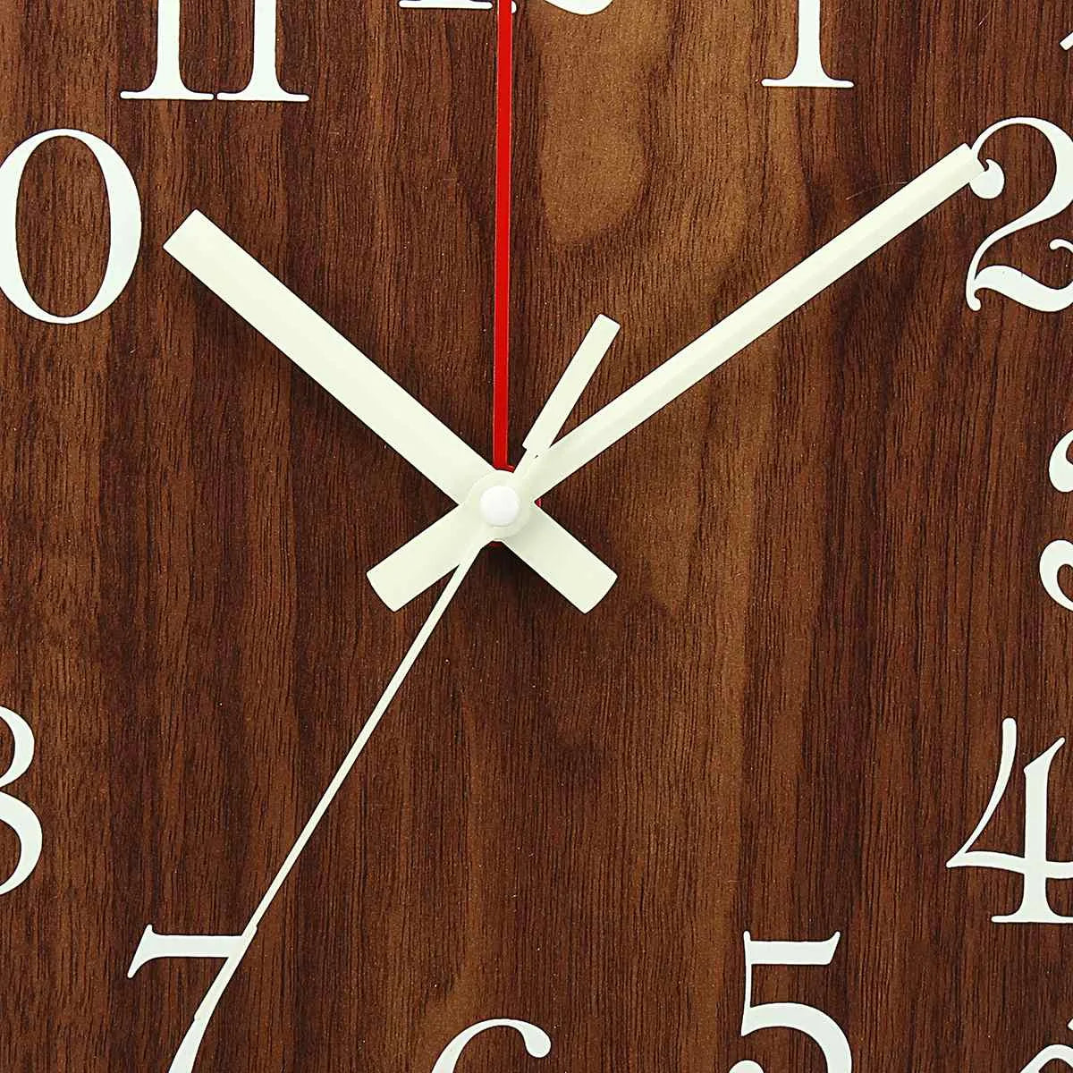 Nordic 12-Inch Luminous Silent Wall Clock - Modern Wooden Design with Night Light