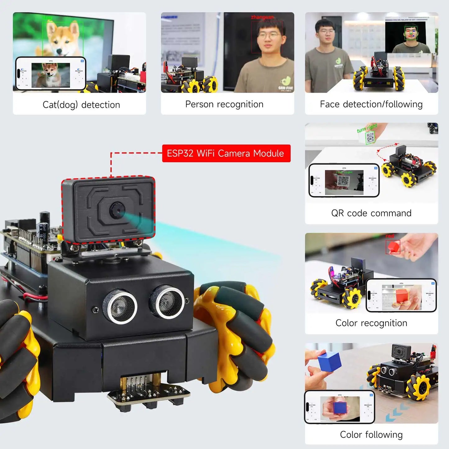 Yahboom Roboduino V2 4WD AI Robot Car Kit with Mecanum Wheels & ESP32 WiFi Camera for Arduino UNO – Ideal STEM Educational DIY Project