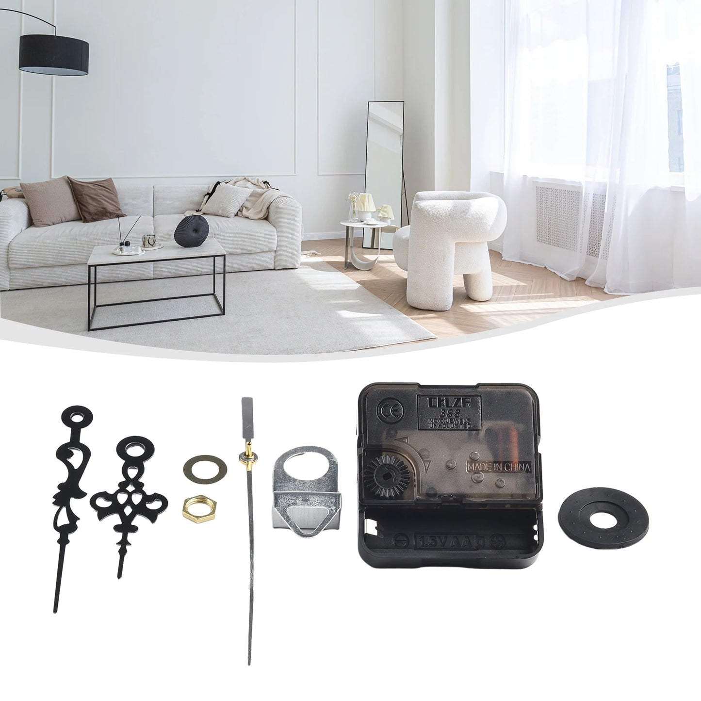 DIY Silent Sweep Quartz Clock Movement Kit – Precision Mechanism for Large Wall Clocks (5.6 x 5.6 x 1.6 cm)