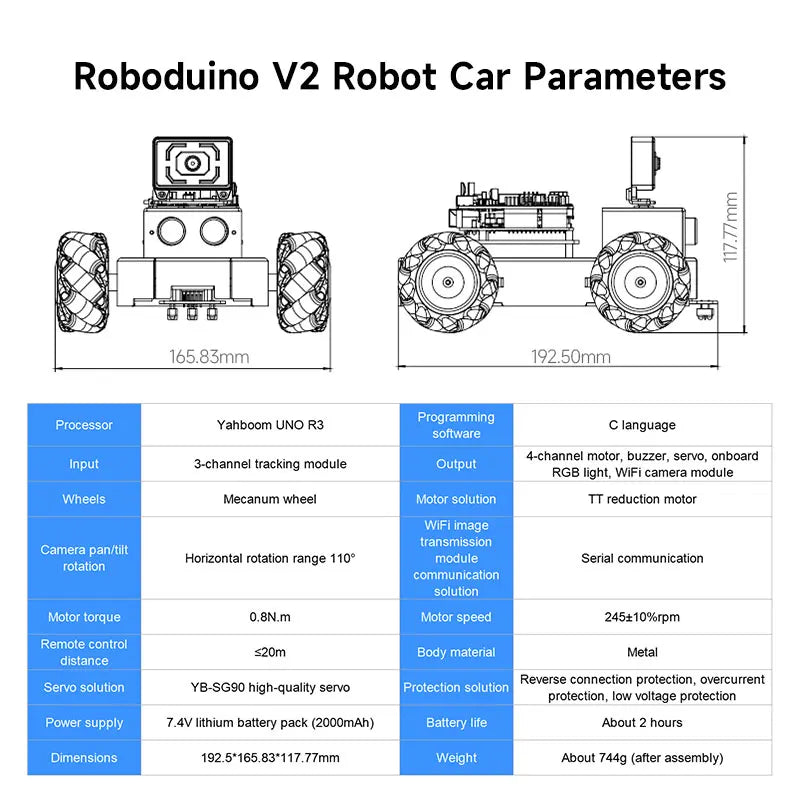 Yahboom Roboduino V2 4WD AI Robot Car Kit with Mecanum Wheels & ESP32 WiFi Camera for Arduino UNO – Ideal STEM Educational DIY Project