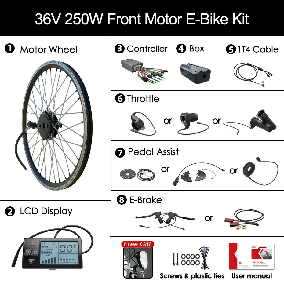 Electric Bike Conversion Kit 36V 250W-500W Hub Motor with 12Ah/15Ah Samsung Lithium Battery